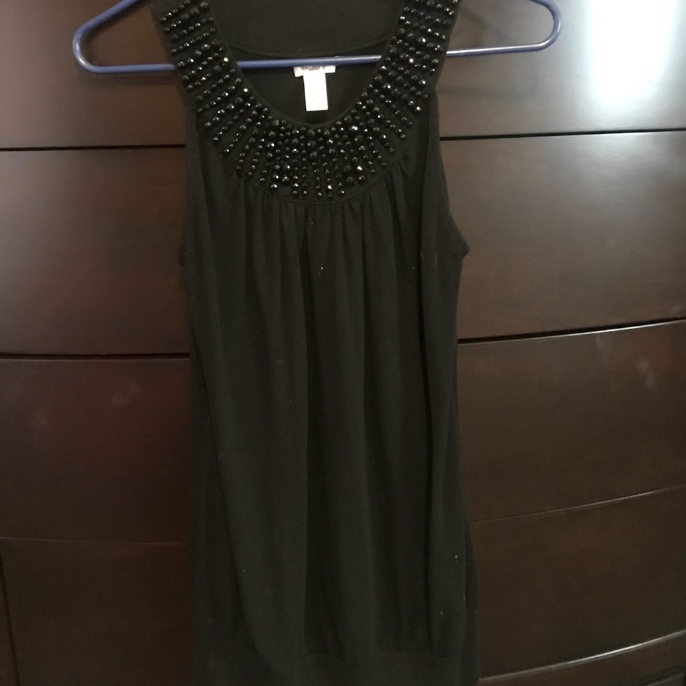 Black sequenced tank top